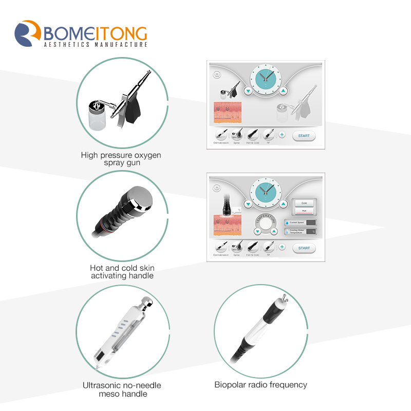 Oxygen injector facial machine Dermabrasion Ultrasonic RF o2 aqua peel therapy Skin deep clean water penetration restoration