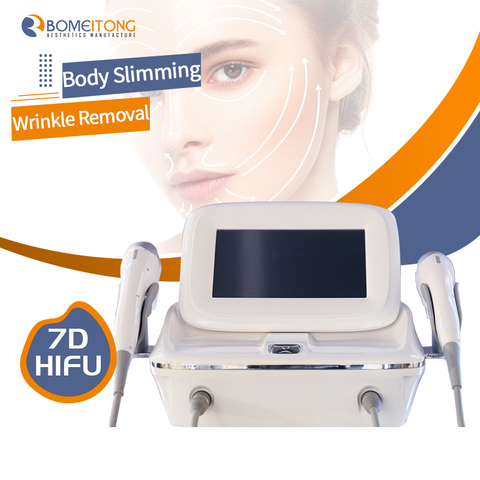 7d hifu machine body slimming skin tightening facial anti-wrinkle portable duel handle beauty 20000 shots 7 cartridges 1 lines